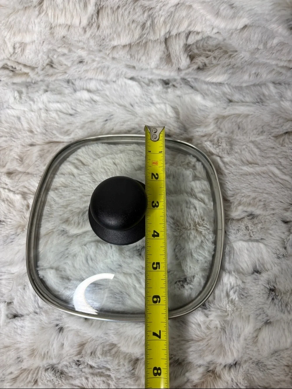 7” Square Glass Replacement Lid with Black Knob